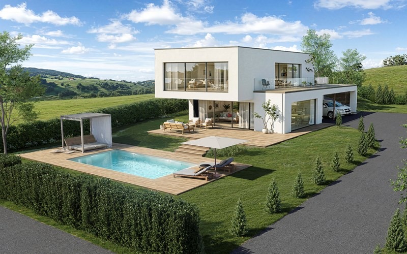 Exklusives Flachdachhaus mit Pool