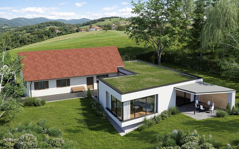 Moderner Zubau an ein bestehendes Wohnhaus